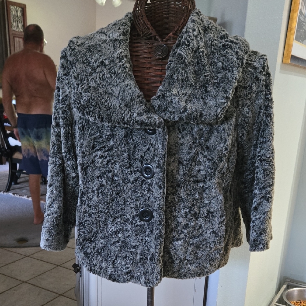 CAbi Gray Teddy Jacket Soft and Stylish